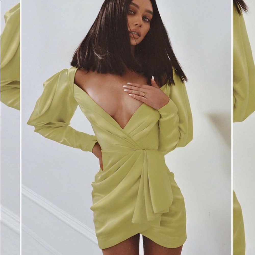 House of CB Green Satin dress